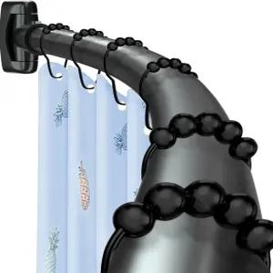 커브드 샤워 커튼봉 33-78인치 조절 가능한 아치형 원형 욕실용 방청 블랙 드릴링이 필요한 프리미엄