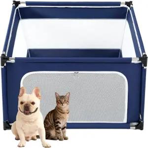 실내 또는 실외에서 개와 고양이를 위한 상단 커버가 없는 42x42x26 인치 강아지 놀이펜 - 문이 있는