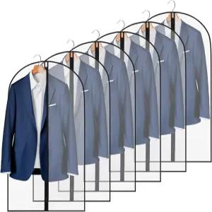 40인치 의류 가방 6팩 옷장 보관용 수트백 지퍼가 달린 투명 코트 재킷 셔츠 드레스용 플라스틱 방수