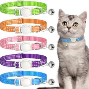 벨이 달린 반사-분리형 고양이 목걸이 5팩 조절 가능한 작은 여자 수컷 강아지에게 이상적 반려동물 용품
