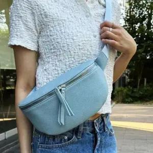 힙색 허리색 여성 가죽 크로스 패션 가방 오렌지