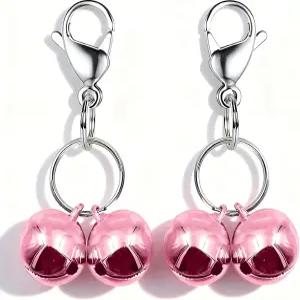 IVIA PET 4세트 개 목걸이 참 트레이닝 펫 펜던트 액세서리 스테인리스 스틸 태그 클립 2팩 X-스몰 핑크