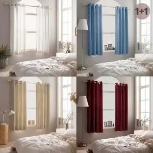 아일렛형 작은창 암막커튼 2장 창문형 3중직 고밀도 커튼 커텐 암막 창문커튼 핀형