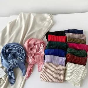 사계절 세련 쁘띠스카프 플 주름 스카프 여자스카프 여성스카프 가방스카프 패션스카프 미니