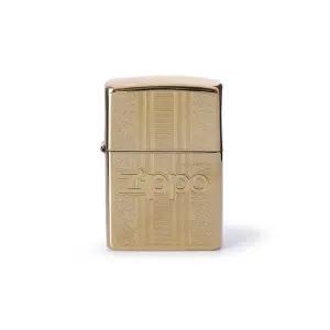 [ZIPPO]지포 ZP29677 하이폴리쉬 패턴 로고 스탬프 골드 라이터