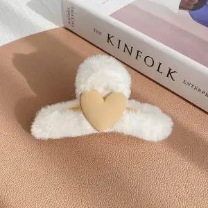 화이트 하트머리핀 털집게핀 바나나핀 반묶음집게핀