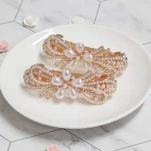 SFr 진주 바레트 자동핀 겹리본