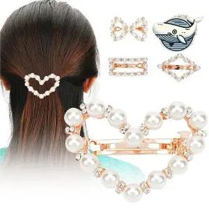 귀여운 진주 헤어핀 여성용 자동핀 예쁜 반묶음