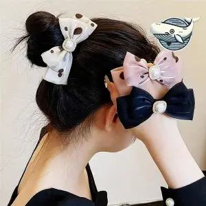 여성용 리본 헤어끈 실크 스타일리시 귀여운