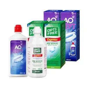 옵티프리 렌즈세척액 에이오셉 360ml 2개 + 퓨어모이스트 300ml 2개
