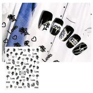 [골드스마일]5D 블랙 플라워 네일 아트 스티커