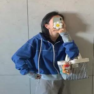 로우드 라인 세미크롭 후드집업 (2 color)