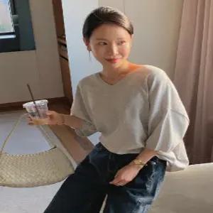 브리든 루즈핏 브이넥 반팔 니트 (8 color)