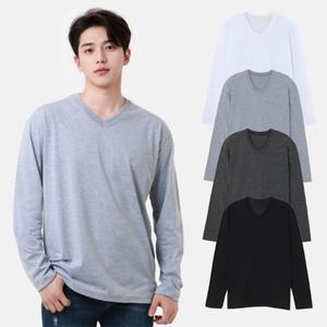 남여공용 긴팔 프리미엄 브이넥 무지 티셔츠 S-2XL