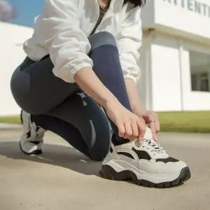 SOVO 크루즈 소가죽 키높이 통굽 스니커즈 여성운동화 7cm