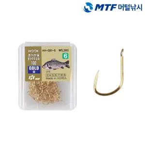 해동 드림훅 경기전용 붕어 무미늘침 금색 6호 100개입