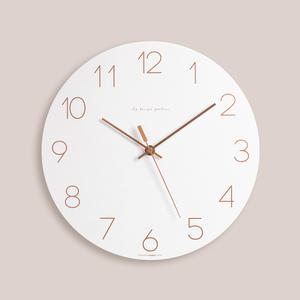 [무아스] 무소음 벽시계 플랫우드 로즈골드