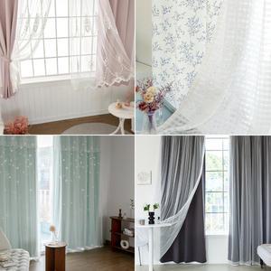 [까르데코] 봄 사계절 암막+레이스 이중커튼 4장세트 봉포함 21종 (작은창/안방/거실창)
