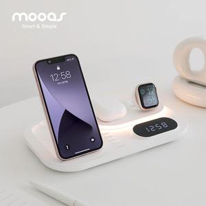 [무아스] 올라운더 4 in 1 고속 무선충전 무드등 시계