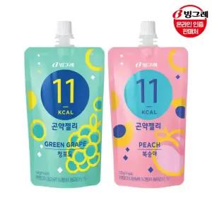 빙그레 11kcal 곤약젤리 2종 130g 30개 복숭아 청포도 택