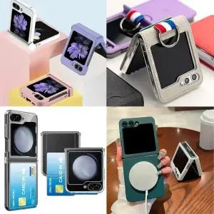 갤럭시Z플립7 FE 6 5 4 3 케이스 맥세이프 투명 가죽 핑거링 힌지보호 카드수납 스트랩 카메라유리 내부 외부 액정 보호필름