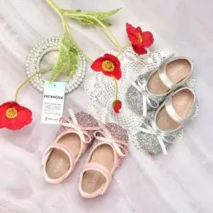 리본 글리터 유아동 여아플랫 구두 kd2-1