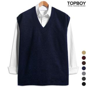 골지 오버핏 브이넥 니트조끼 (LW108)