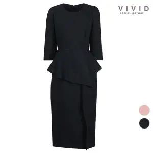 [하프클럽/비비드시크릿가너]VIVID 여성 퍼프소매 패블럼 정장원피스