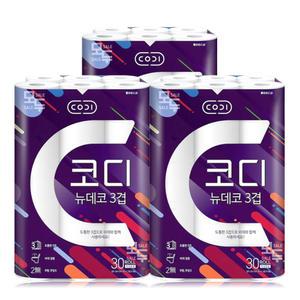 코디 뉴데코 3겹 25M 30롤x3팩 /화장지 두루마리 휴지
