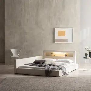 젠티스 스너그온 LED 저상형 낮은 PU 가죽 패밀리 침대 프레임