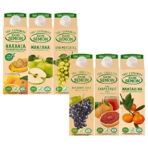 돈시몬 100% 착즙주스 오렌지1L+사과1L+백포도 모스카텔1L+적포도1L+자몽1L+만다린 감귤1L 각1개 (총6개)