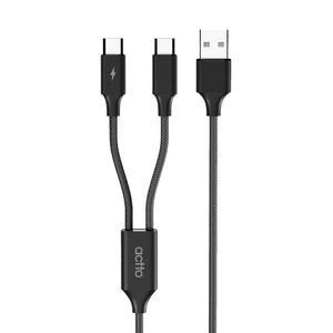 엑토 2in1 충전 데이터 케이블 USB-45 나일론 C타입 2대 동시충전 사진 영상 전송 업로드 스마트폰 태블릿