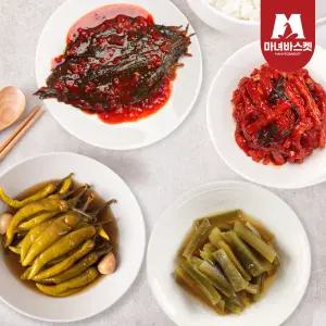 밥도둑 무말랭이1kg+깻잎무침1kg+간장 고추장아찌1kg+궁채장아찌1kg