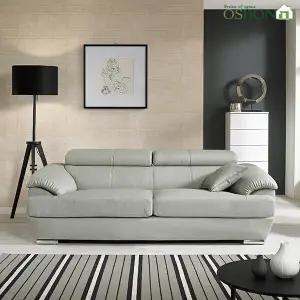 [오스본가구] 라티나 구스다운 헤드레스트 3인용 가죽소파 (스툴미포함)