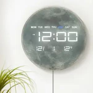 문라이즈 인테리어 거실 벽걸이 디자인 집들이 달 마블 디자인 LED 디지털 무소음 벽시계