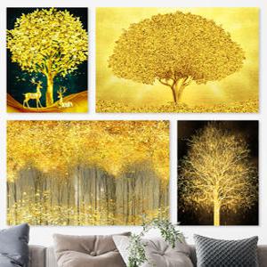 [딘아트] 금전수 그림 황금 돈나무 액자 11종 돈들어오는 거실 대형 캔버스 풍수 인테리어 개업선물