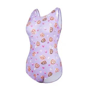 [레노마수영복](하남점)*지퍼백 폴리백 브라캡 증정* 여성 프레첼 U백 원피스수영복 퍼플 RN-LS2E806-PP