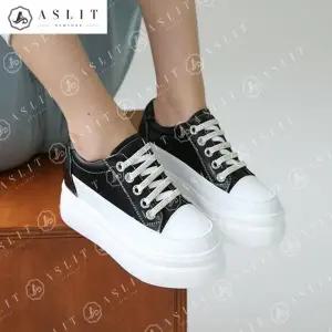 [애슬릿] 키높이 플랫폼 5.5cm 글리터 끈 단화 스니커즈