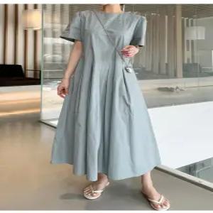 3컬러 어깨 퍼프 허리 핀턱 디테일 바스락 롱 원피스