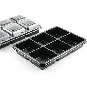검정6칸반찬용기 직사각 6구용기 AJ-6칸찬용기 300세트(블랙)