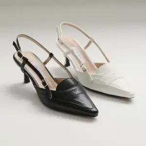 ONM 국내제작 뾰족코 스트랩 미들굽 슬링백힐 로퍼힐