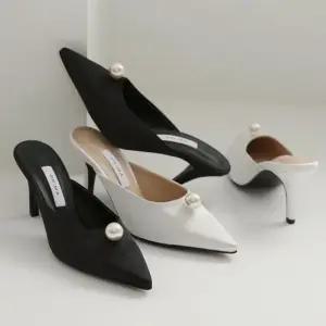 ONM 국내제작 새틴 진주장식 포인트 스틸레토 슬리퍼구두