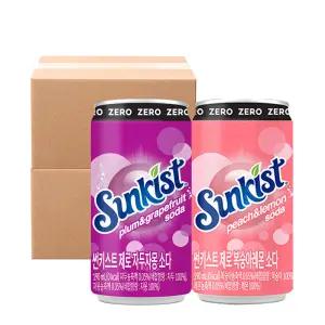 [본사직영] 썬키스트 제로 소다 190ml 60캔 2종 택1 / 자두자몽 복숭아레몬
