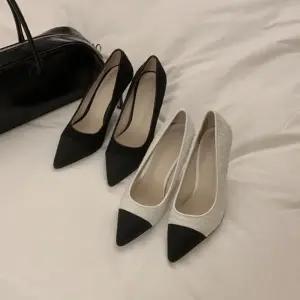 ONM 앞코 배색 패브릭 펌프스 하이힐 직장인 여성 구두