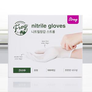 [굿누리] 프로그 니트릴장갑 화이트 3.8g 스트롱 파우더프리 100매