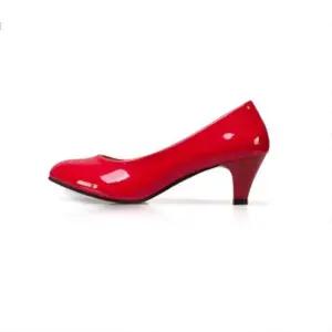 ONM 에나멜 유광 소재 미들힐 유니폼화 정장구두 펌프스