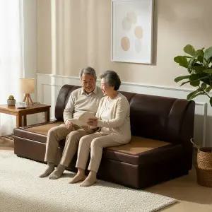 [노송가구] 예림 천연가죽 황토볼 흙쇼파 카우치 침대 온열소파