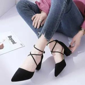 ONM 여자 슈즈 구두 청바지 코디 펌프스 스웨이드 스트랩