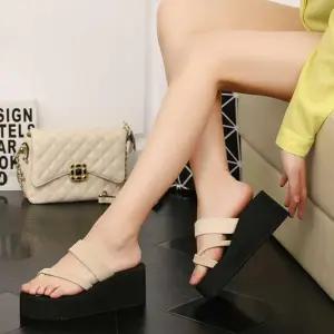 ONM 여성 쪼리 웨지 끈샌들 여행 키높이 신발 통굽 슬리퍼