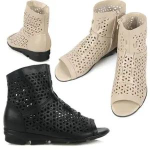 ONM 토오픈 소가죽 여성 펀칭 반부츠 6573